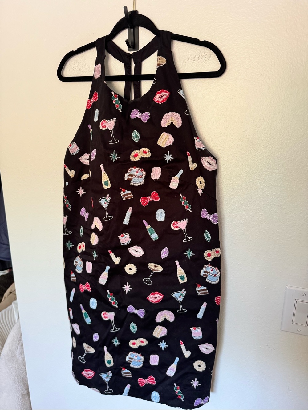 NEW Maeve Anthropologie Embroidered Shift Mini Dress Black XL Sleeveless NWT - Picture 2 of 9